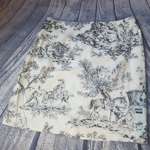 Talbot's Toile Print Cotton Pencil Skirt, Size 14
